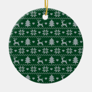 Knitted seamless Christmas pattern Ceramic Ornament