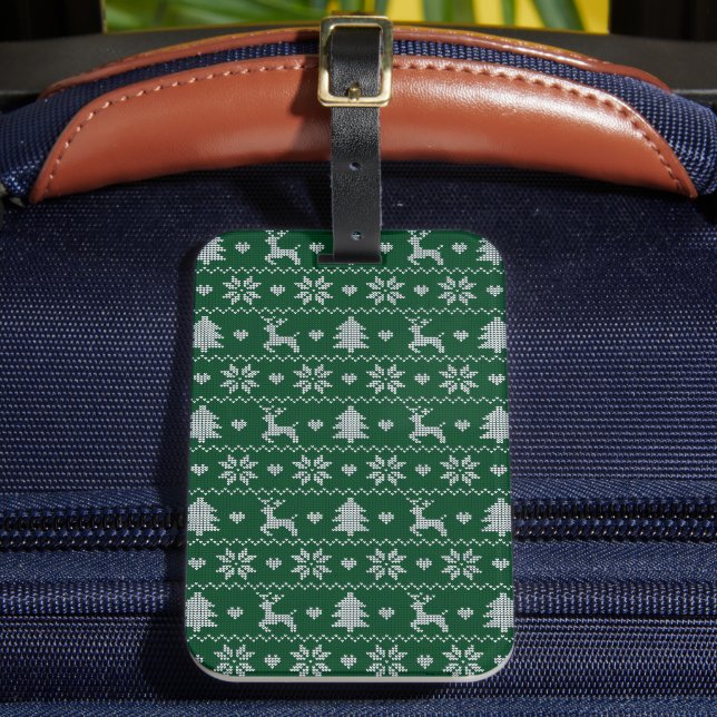 Knitted seamless Christmas pattern Luggage Tag (Front Insitu 2)