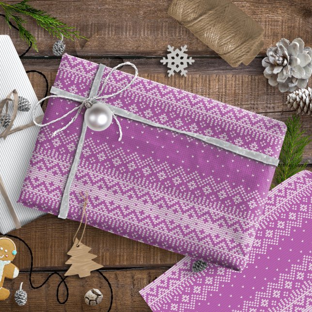 Knitted Stitch Pattern11 Orchid Pink ID208 Wrapping Paper (Creator Uploaded)