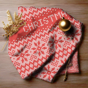 Knitted Stitch Pattern1 Red/White ID208 Fabric