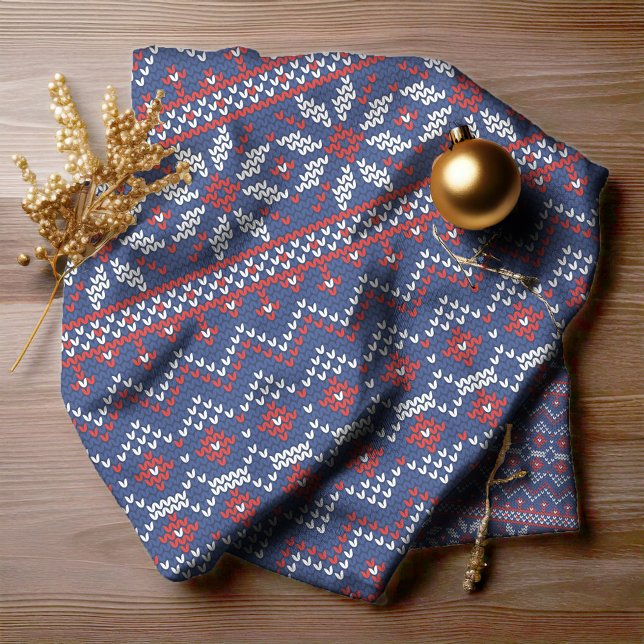 Knitted Stitch Pattern2 Navy/Red ID208 Fabric (Creator Uploaded)