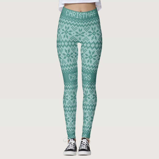 Knitted Stitch Pattern8 Green ID208 Leggings (Front)