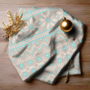 Knitted Stitch Pattern9 Tan/Teal ID208 Fabric