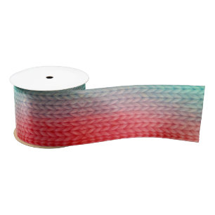 Knitted Stitches in Gradient Colors Satin Ribbon