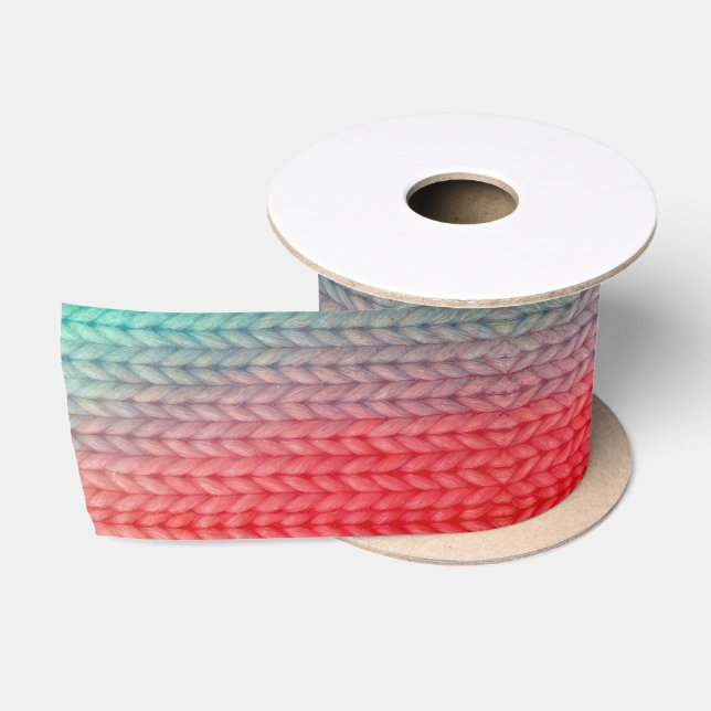 Knitted Stitches in Gradient Colors Satin Ribbon (Spool)