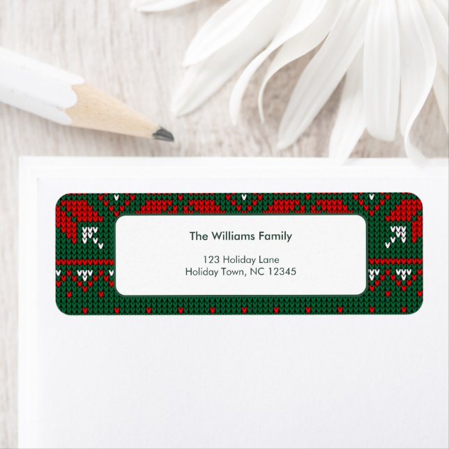 Knitted Sweater Pattern Return Address Label (Insitu)