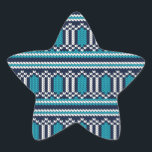 Knitted Sweater Style Christmas or Hanukkah Star Sticker<br><div class="desc">Knitted Sweater Style Christmas or Hanukkah Star Sticker - Fun and festive! Our seriously not ugly Christmas sweater sticker is perfect for your holiday cards, packages, envelopes and random stickering. Evoke cosy holiday charm with this knitted-style Christmas sticker. Adorned with a lovely teal, blue and white motif, it's the perfect...</div>