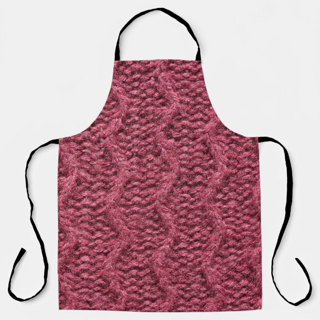 Knitted sweater texture, cherry purple. apron (Front)