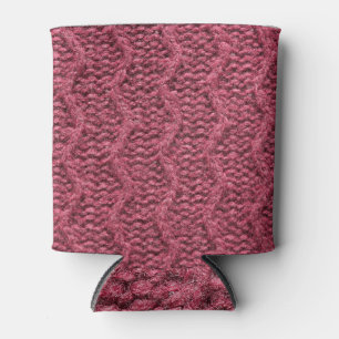 Knitted sweater texture, cherry purple. can cooler