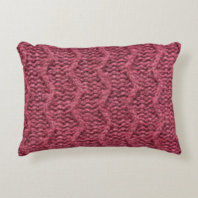 Knitted sweater texture, cherry purple. decorative cushion (Front)