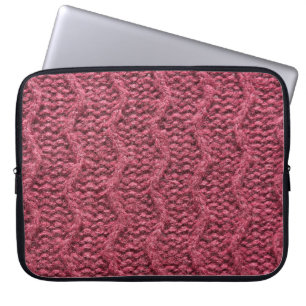 Knitted sweater texture, cherry purple. laptop sleeve
