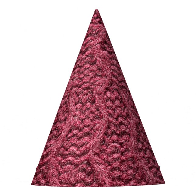 Knitted sweater texture, cherry purple. party hat (Front)