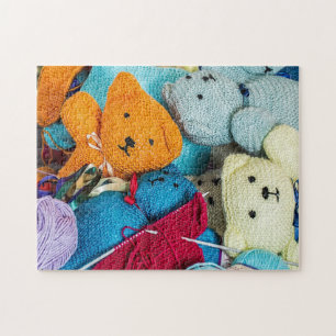Knitted teddy bears photo jigsaw puzzle