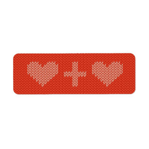 Knitted Two Hearts Return Address Label