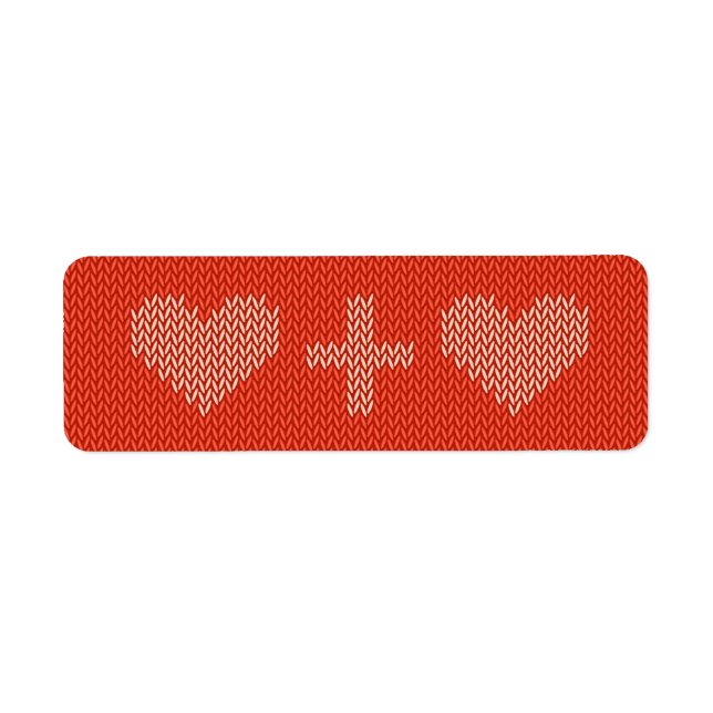 Knitted Two Hearts Return Address Label (Front)