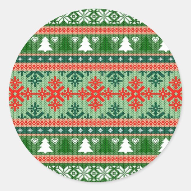 knitted ugly Christmas sweater Classic Round Sticker (Front)