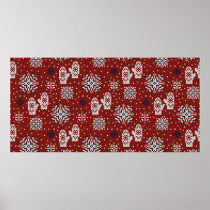 Knitted vintage seamless decorative pattern poster