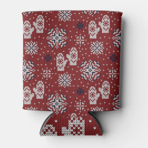 Knitted Winter Christmas Decorative Pattern Can Cooler