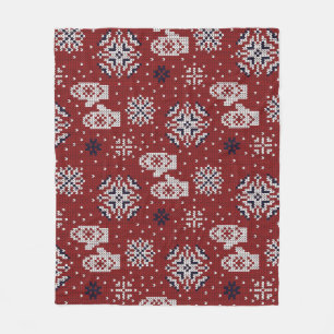 Knitted Winter Christmas Decorative Pattern Fleece Blanket