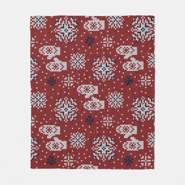 Knitted Winter Christmas Decorative Pattern Fleece Blanket (Front)