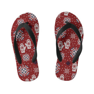 Knitted Winter Christmas Decorative Pattern Kid's Thongs