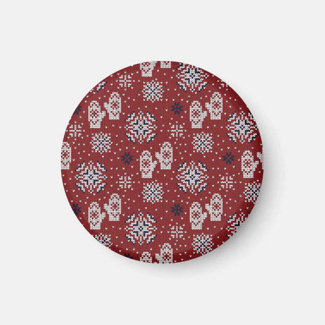Knitted Winter Christmas Decorative Pattern Magnet (Front)