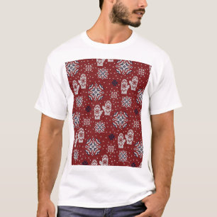 Knitted Winter Christmas Decorative Pattern T-Shirt