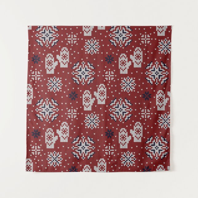 Knitted Winter Christmas Decorative Pattern Tapestry (Front)