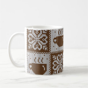Knitted winter cups: hot beverage pattern. coffee mug