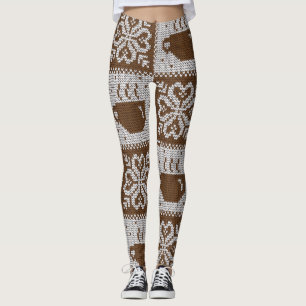 Knitted winter cups: hot beverage pattern. leggings