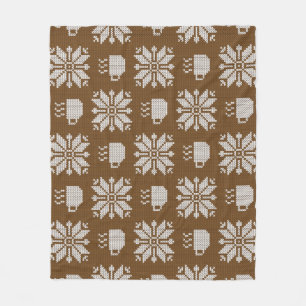 Knitted Winter: Decorative Tea Cups Fleece Blanket