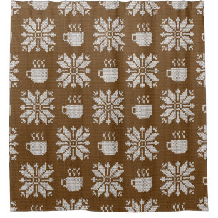 Knitted Winter: Decorative Tea Cups Shower Curtain