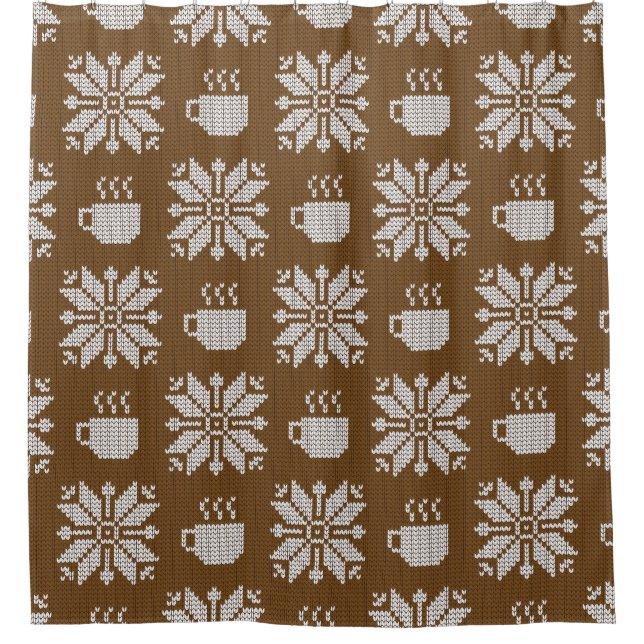 Knitted Winter: Decorative Tea Cups Shower Curtain (Front)