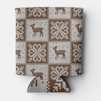 Knitted winter deers: vintage pattern. can cooler