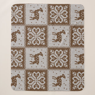 Knitted winter deers: vintage pattern. sherpa blanket
