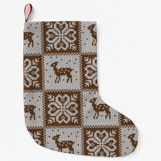 Knitted winter deers: vintage pattern. small christmas stocking