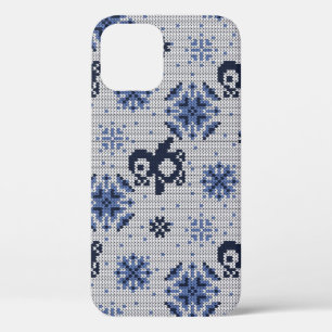 Knitted Winter Penguins Decorative Pattern iPhone 12 Case