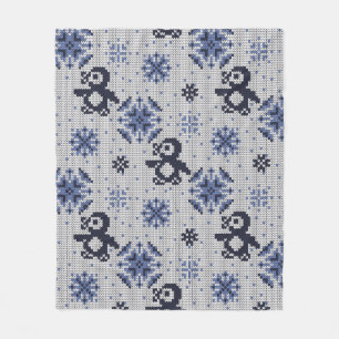 Knitted winter vintage seamless decorative pattern fleece blanket