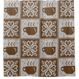 Knitted winter vintage seamless decorative pattern shower curtain