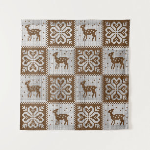 Knitted winter vintage seamless decorative pattern tapestry