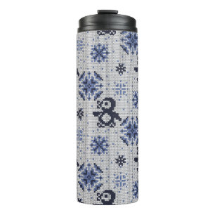 Knitted winter vintage seamless decorative pattern thermal tumbler