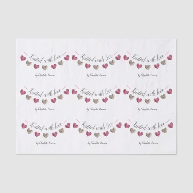 "Knitted with love" hand made presents Tissue Paper (Front)