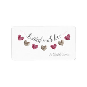 Knitted with love wool heart paper label