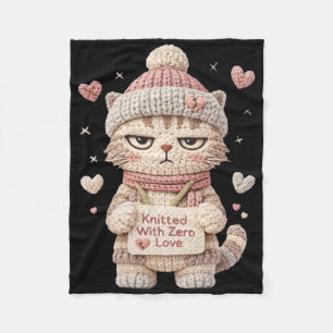 Knitted With Zero Love Funny Anti Valentine Introv Fleece Blanket