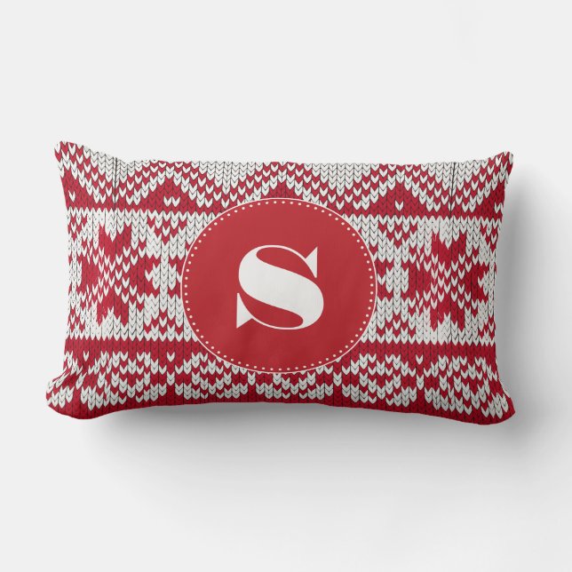 Knitted Xmas Lumbar Cushion (Front)