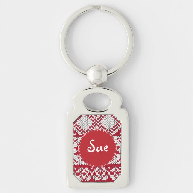 Knitted Xmas Monogram Key Ring (Front)