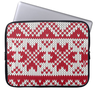 Knitted Xmas pattern in red and white Laptop Sleeve