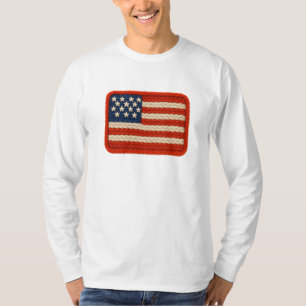 Knitted Yarn USA Flag Artwork T-Shirt