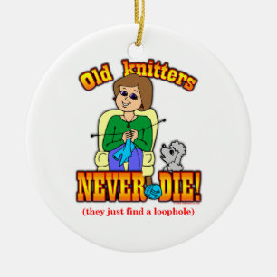 Knitter Ceramic Tree Decoration