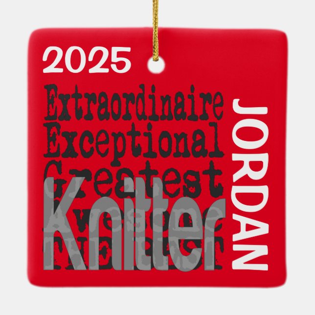 Knitter Extraordinaire CUSTOM Ceramic Ornament (Back)